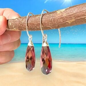 Handcrafted Plum Kunzite Sterling Silver Drop Earrings